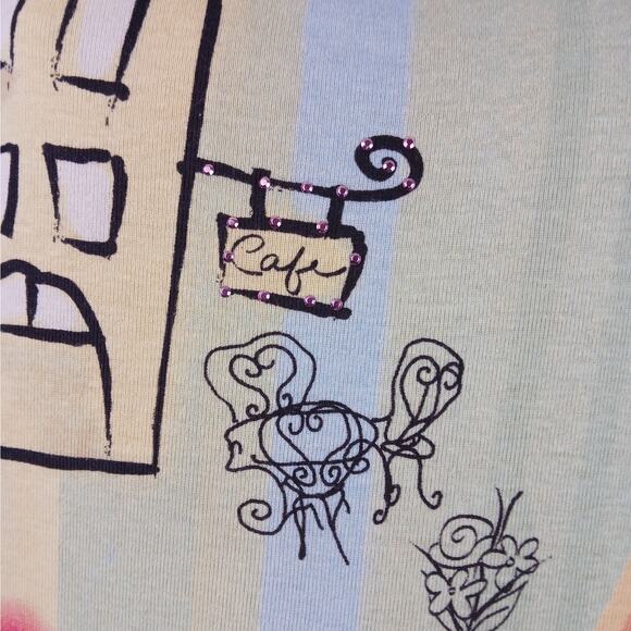 Susan Lawrence SZ XL 90s Y2K Cafe Ala Mode Graphic Sunglass Girl Tee Shirt - Picture 5 of 8